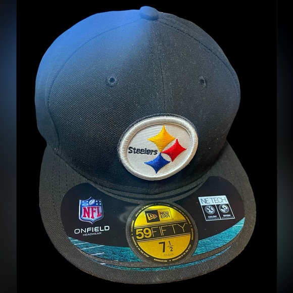PITTSBURGH STEELERS New Era 5950 59Fifty NFL On Field  Fitted Cap 7.5 7 1/2 - Picture 1 of 1